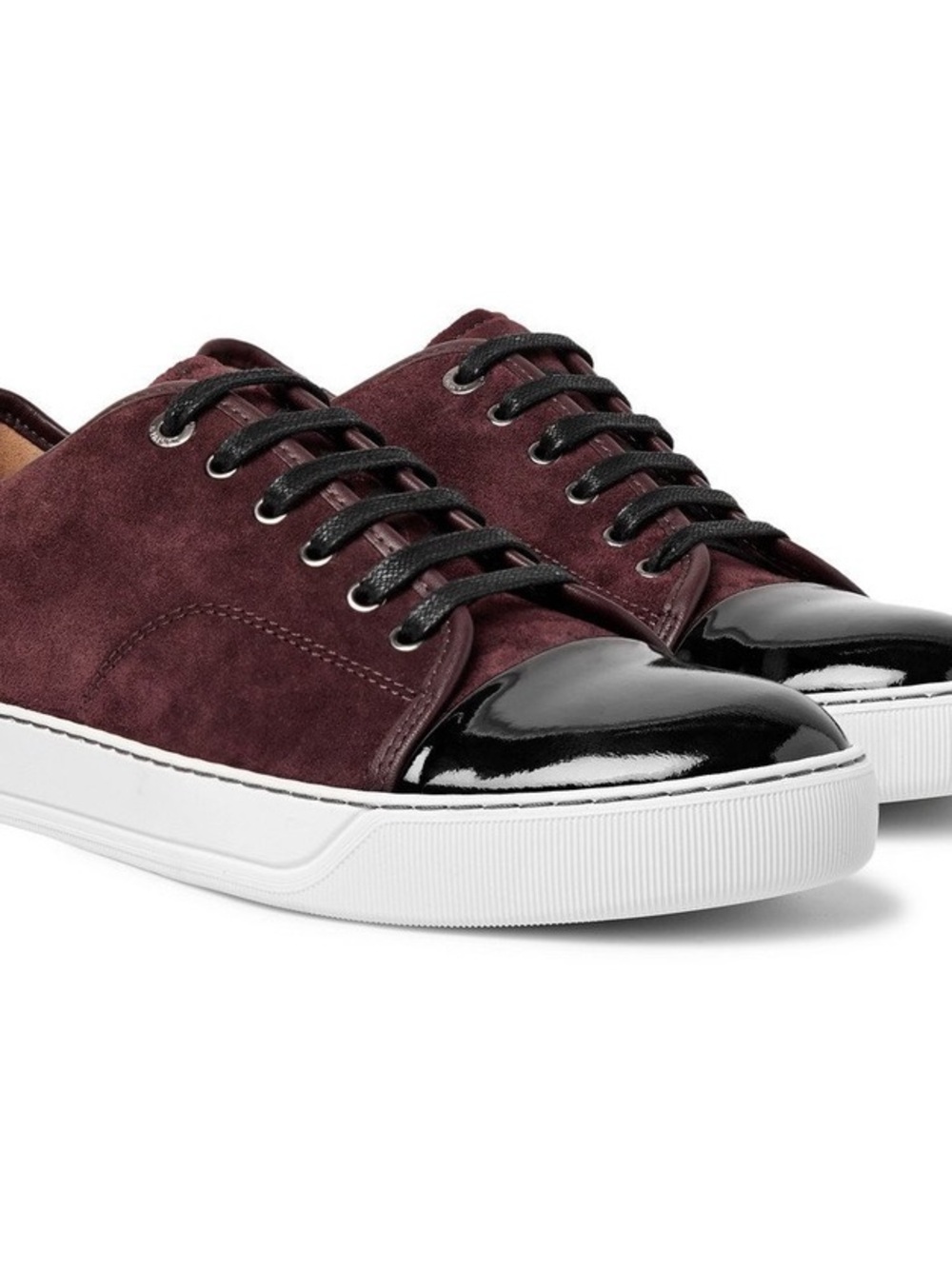Lanvin DBB1 SUEDE AND LEATHER SNEAKERS In Burgundy/maroon Size 8 RARE